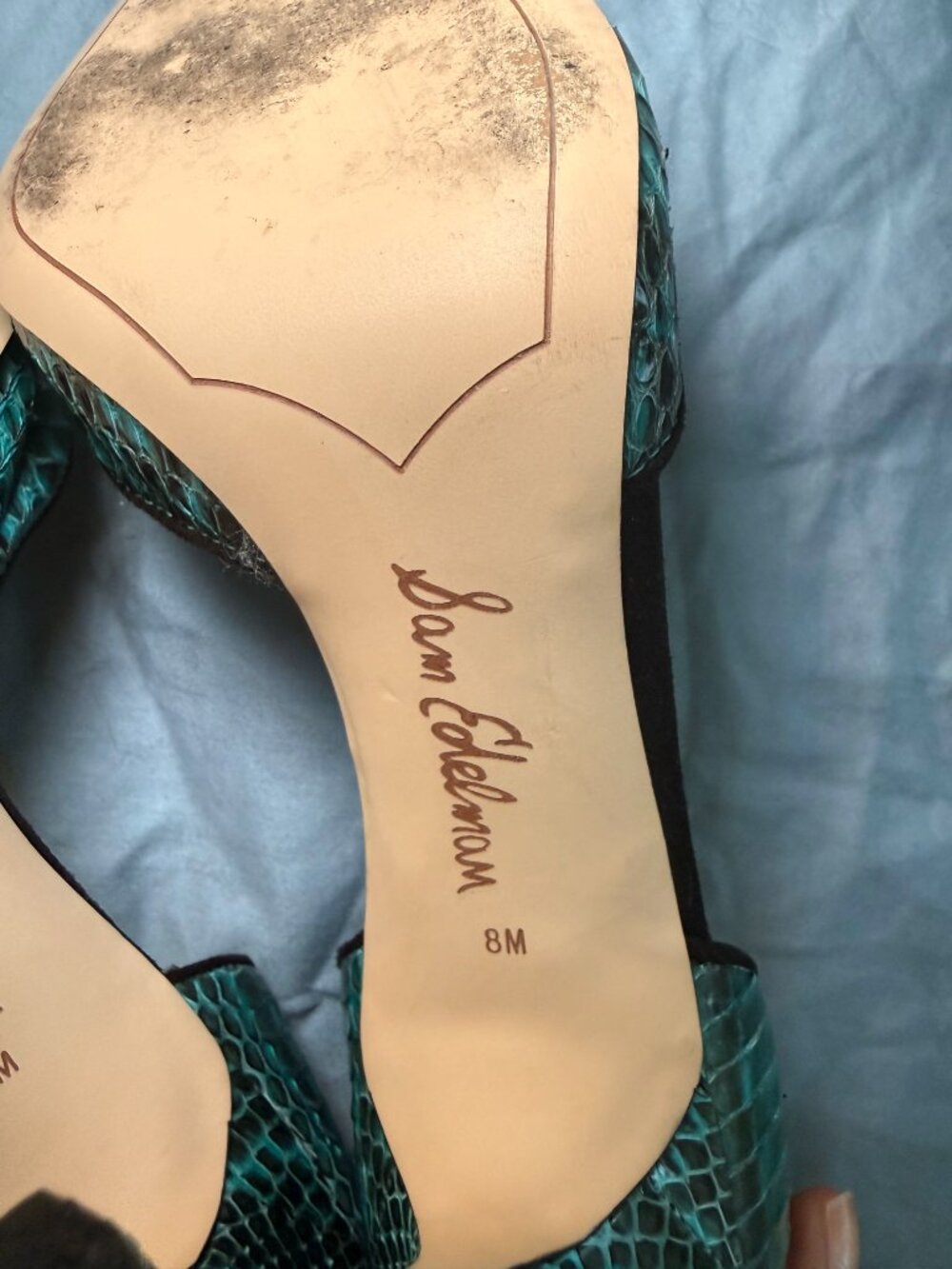 Sam Edelman Blue Snakeskin Print Stiletto Heels – Women’s Size 8 - Picture 8 of 8